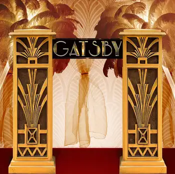 

Great Gatsby Gold Column Palm Tree Red Carpet Photo Backdrop Vinyl Cloth High Quality Computer Print Party Background