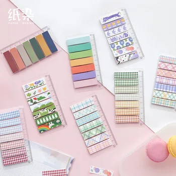 

140 Pcs/set Kawaii Sticky Notes DIY Classification Convenient Sticker Lattice Grid Pattern Office School Decor Stationery