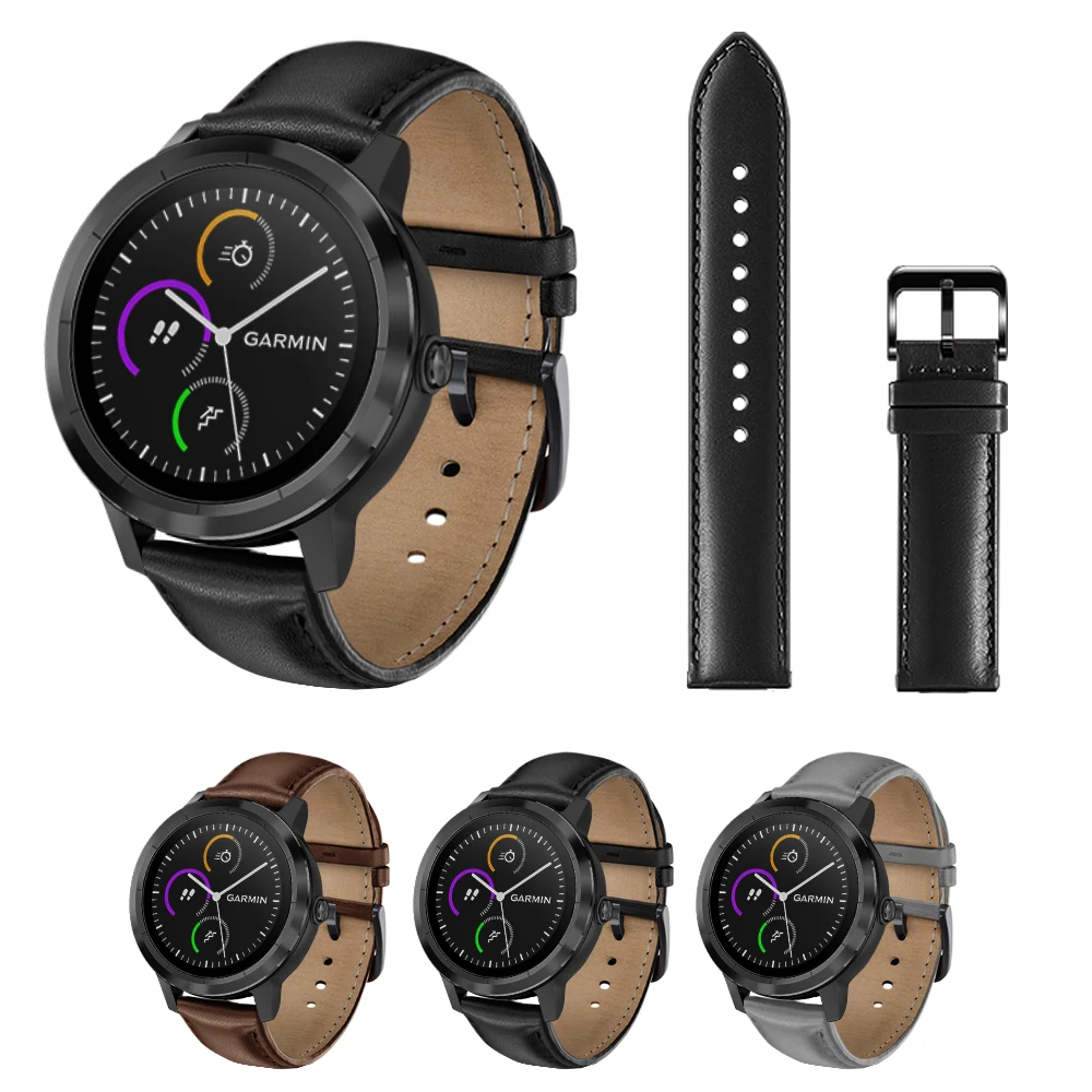 UEBN 20 мм сменный кожаный ремешок для Garmin Vivoactive 3 HR Venu/Garmin Move/Forerunner 245 645 музыкальный ремешок Ремешки для наручных часов