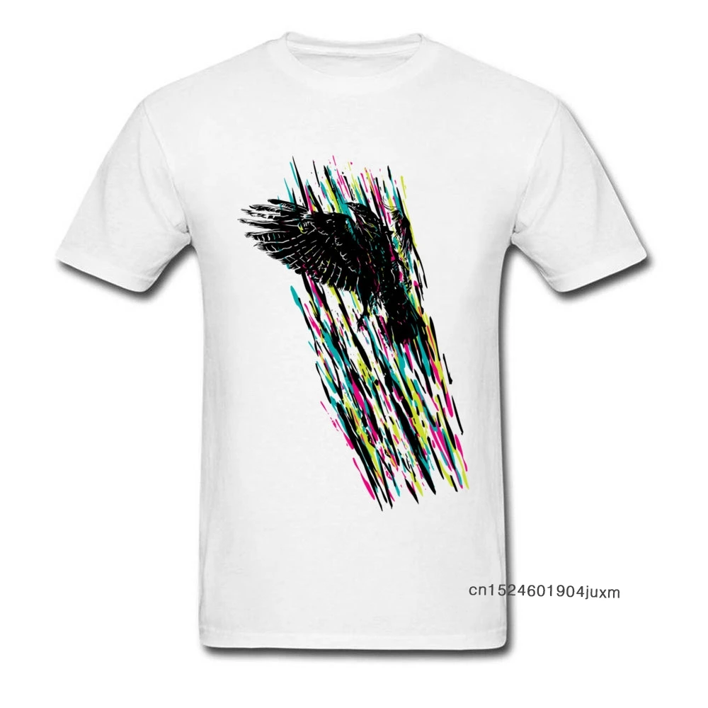 Luce Di Volo T Camicia Raven Regalo Di Stampa T-Shirt Da Uomo Di Disegno Di Arte Maglietta Di Estate Tessuto Di Cotone Magliette E Camicette Magliette