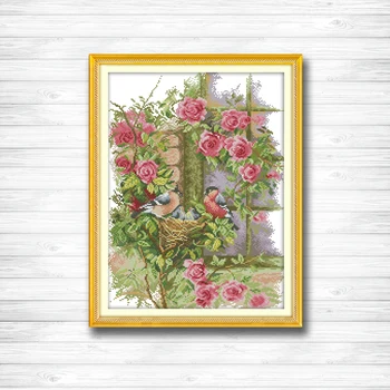 

Happy family animal birds Style Home Decor Counted Print on canvas DMC 14CT 11CT DMS Cross Stitch Needlework Kits Embroidery Set