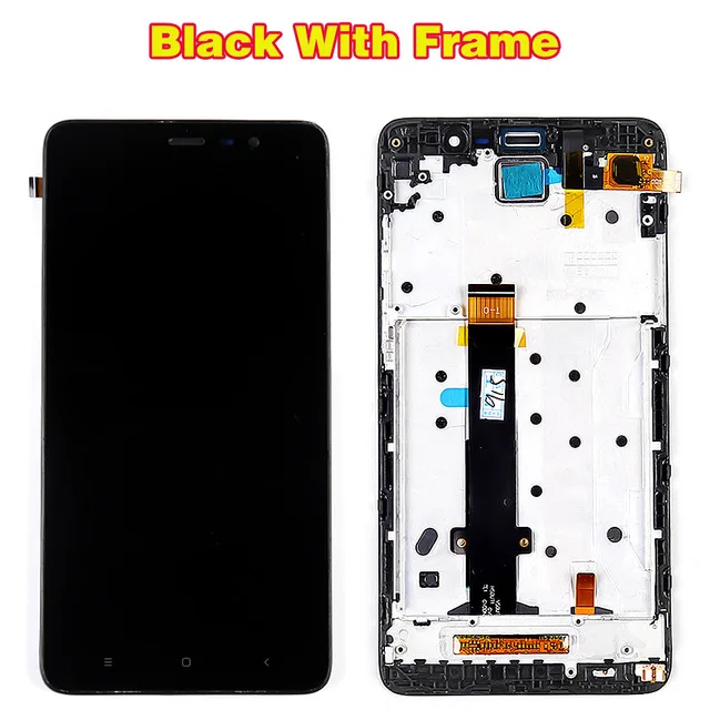 Black With Frame Протестированный сенсорный экран для Xiaomi Redmi Note 3 150 мм 5,5 дюймов ЖК-дисплей дигитайзер сборка рамка с бесплатными инструментами стеклянная пленка - Цвет: Black With Frame
