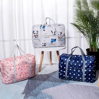 

Waterproof Nylon Cartoon Gir Travel Bags Women Large Capacity Folding Duffle Bag Organizer Packing Cubes Luggage Weekend Bag