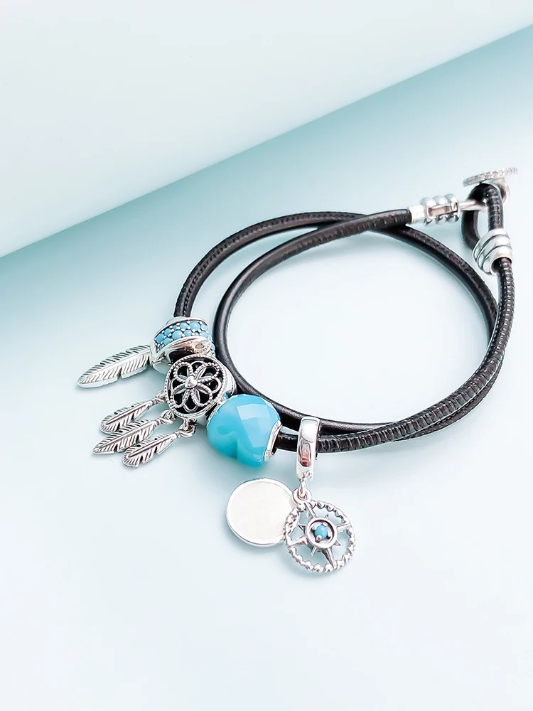 

Kristie Store High Quality 1:1 100% 925 Pure Silver Retro Handrope Heart-Shaped Flower Pattern Gift Preferred Free Packaging