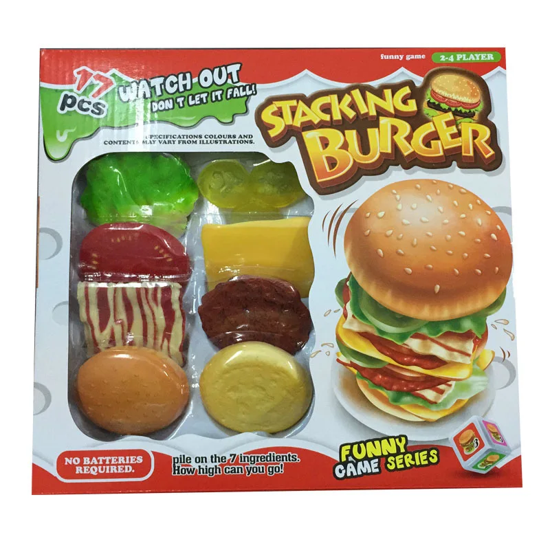

New Style Toy Bricks Pro Hamburger Tilting Hamburger Stack-up Tabletop Game Parent And Child Interactive Educational