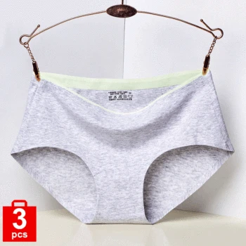 

Women's underwear Japanese girls Cotton Pants Mid waist Breathable Soft Comfortable Lingerie 3 pieces in a pack