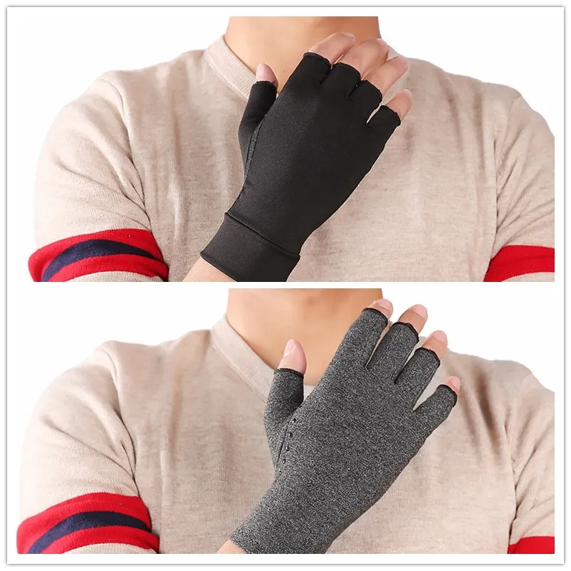 

Compression Arthritis Gloves Half Finger Joint Pain Relief 1 Pairs Anti-slip Therapy Gloves Fingerless Gloves