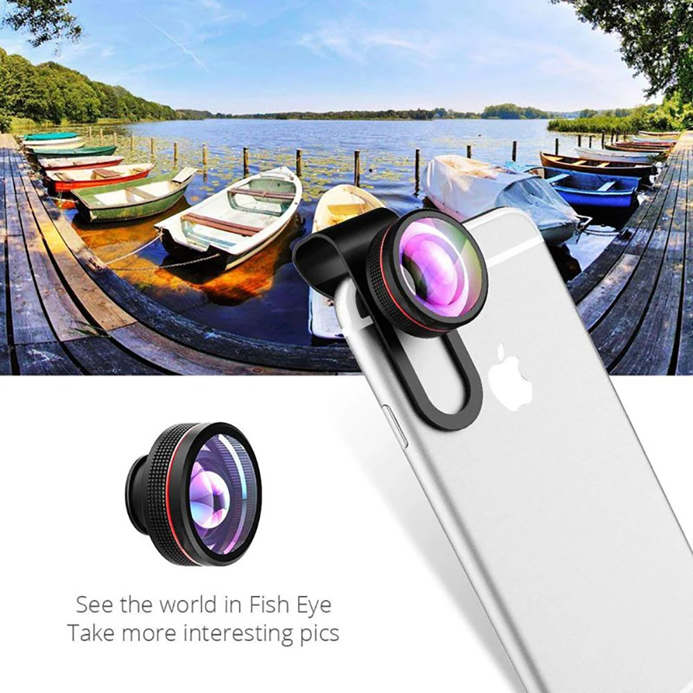 Mpow PA065 Phone Lens 3 in 1 Clip On Phone Camera Lenses Kit 24X Super Macro Lens 180 Degree Fisheye Lens For Iphone 8 7 6 Plus (2)
