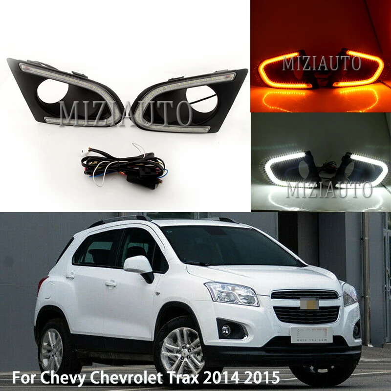 2 шт. светодиодный светильник для Chevrolet Trax дневные ходовые огни DRL Противотуманные лампы желтый указатель поворота реле водонепроницаемый MIZIAUTO
