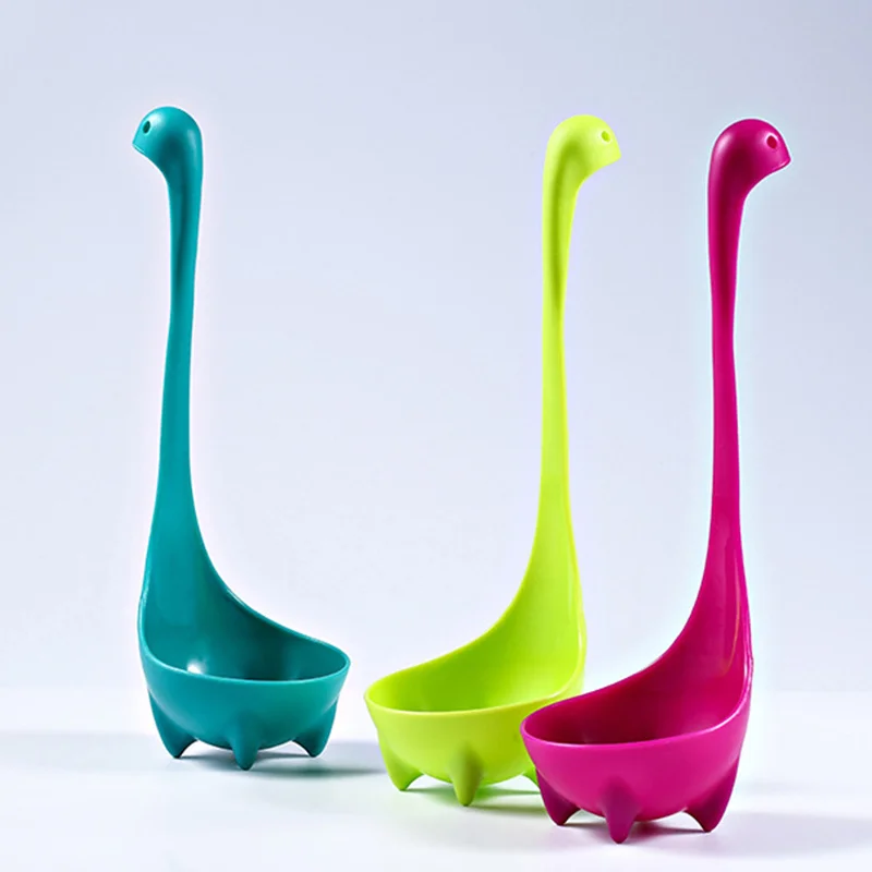 

1pcs Cute Dinosaur Stand Vertical Oat Spoon Kitchen Tableware Spoon Soup Monster Long Handled Dinnerware Creative Kitchen Tools