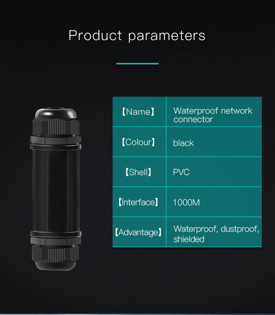 Waterproof RJ45 Ethernet Network Cable Connector - IP67 Double Head Adapter Coupler for Cat5, 6, 7, 8P8C Description Image.This Product Can Be Found With The Tag Names Computer Cables Connecting, Computer Peripherals, Connector ip67 ethernet network cable connector, PC Hardware Cables Adapters