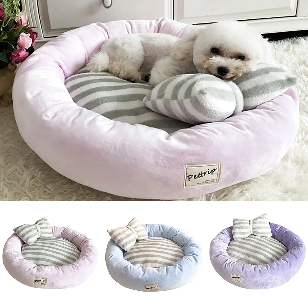 Soft Cat Bed Nest Warm Plush Dog Pet Sleeping With Detachable Cushion & Pillow For Home Four Seasons Universal | Дом и сад