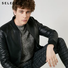 Отборные мужские осенние и зимние овчины из натуральной кожи пальто бейсбольная Одежда Куртка S | 418410512