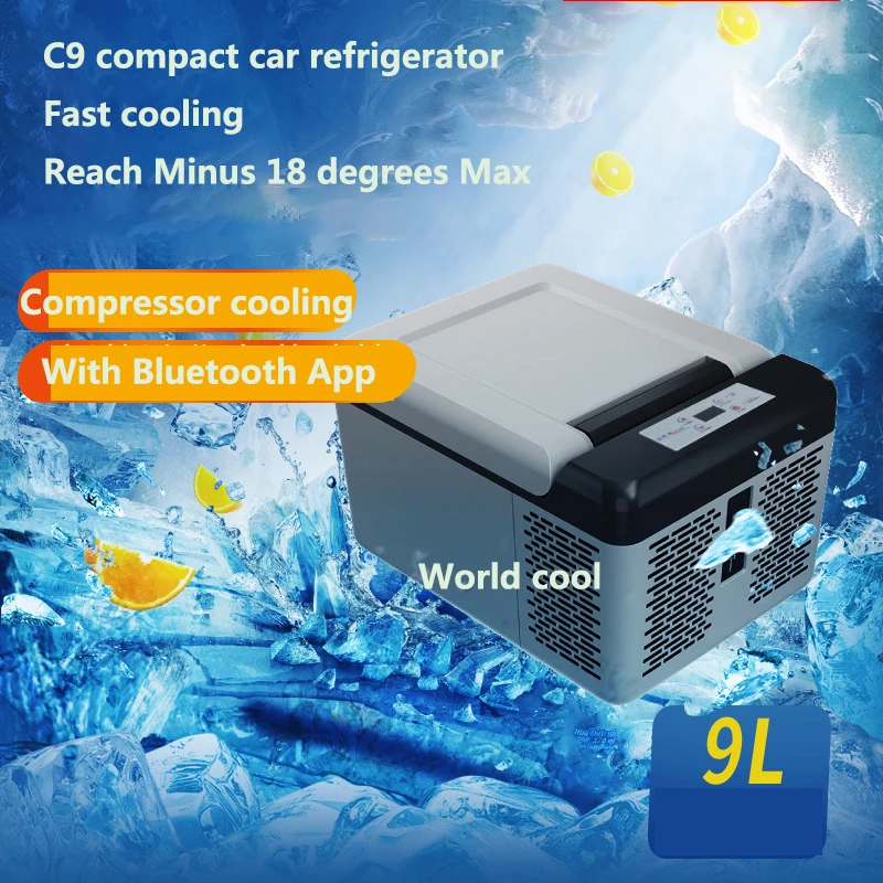 best camping fridge 9Liter Portable Refrigerator Compressor Electric Powered Cooler Fridge/Freezer for Camping Travelling Outdoor Home Use12/24V DC car freezer