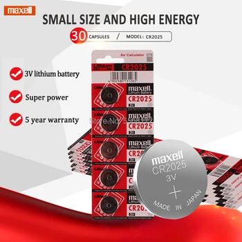 

cr 2025 3V Lithium Coin Battery 30PCS/LOT For maxell Original cr2025 Button Cell Batteries For Main Board Remote Control Toy