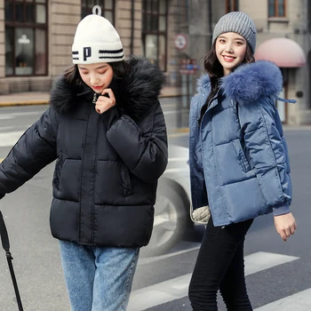 

winter jacket women Large fur collar down wadded jacket female cotton-padded jackets thickening women winter coat