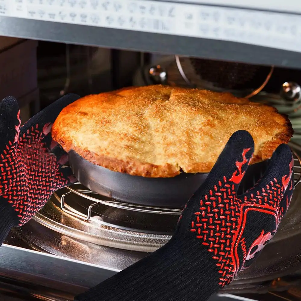 Barbecue anti-scald gloves Heat Glove Resistant BBQ Oven Gloves Kitchen Fireproof Gloves Anti-slip for Baking Cooking