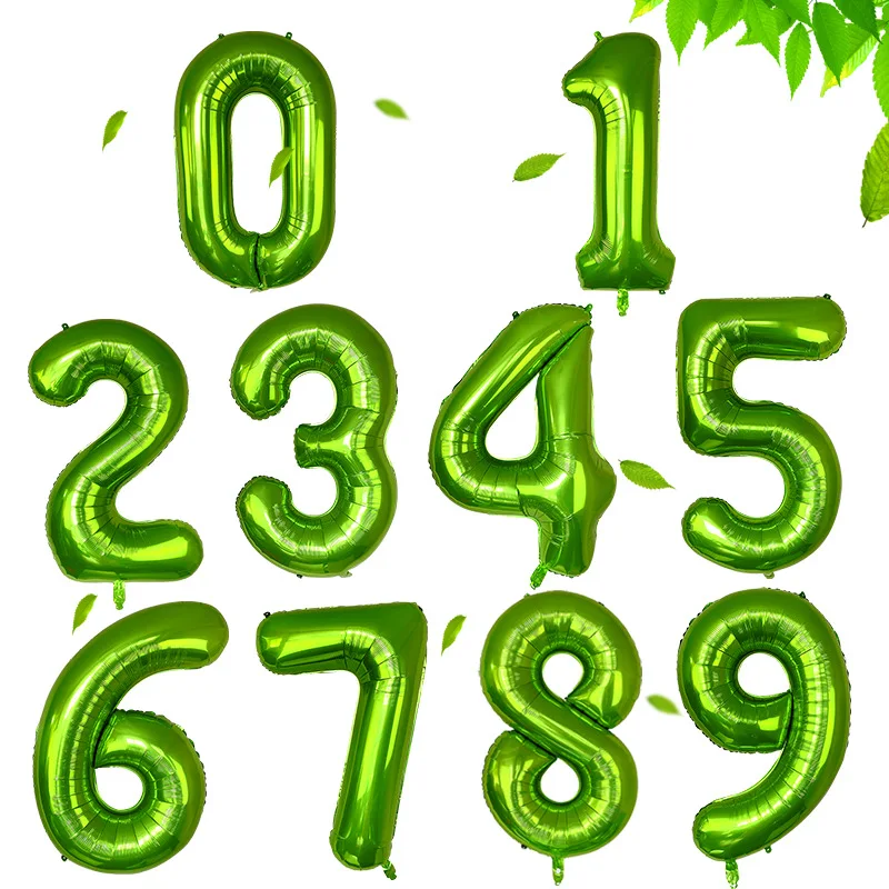 

With Numbers Balloon 40-Inch American Style Green Aluminum Film Balloon Birthday Party Banquet Scene Decorative with Numbers Bal