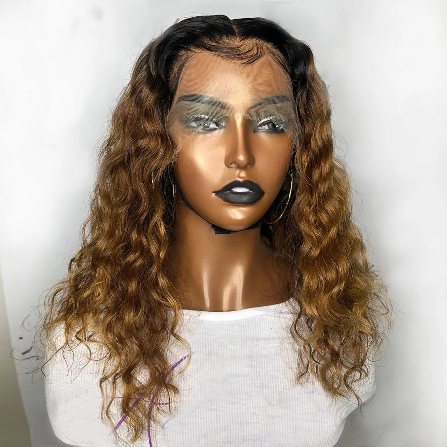 

Eversilky Ombre blonde Color 13x4 Lace Front Wig with Baby Hair Brazilian Deep Curly Human Hair Wigs Remy Hair Glueless Lace Wig