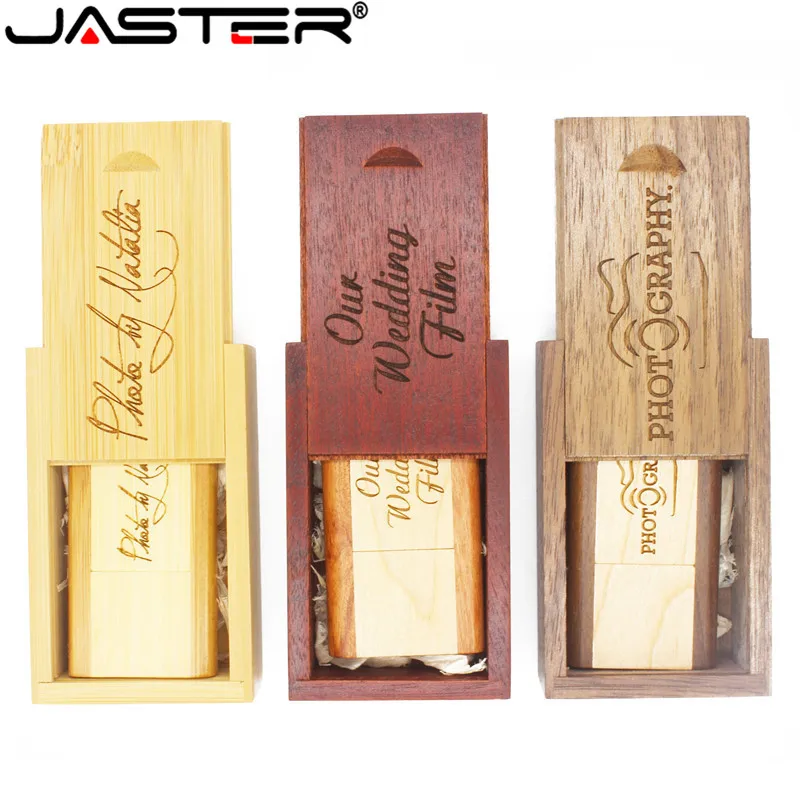 JASTER USB флеш-накопитель, креативный деревянный квадратный вращающийся USB 2,0, 4 ГБ, 8 ГБ, 16 ГБ, 32 ГБ, 64 ГБ, USB и деревянная коробка, более 10 шт., бесплатный логотип