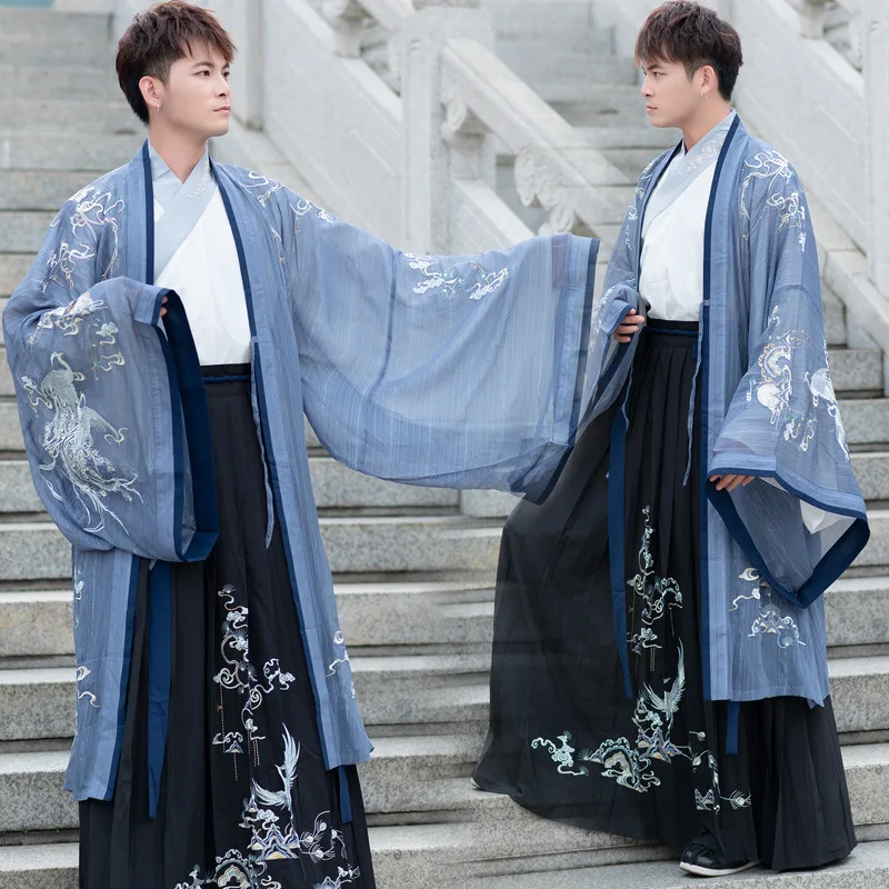 Традиционные танцевальные костюмы для мужчин с вышивкой Hanfu певцы платье феи