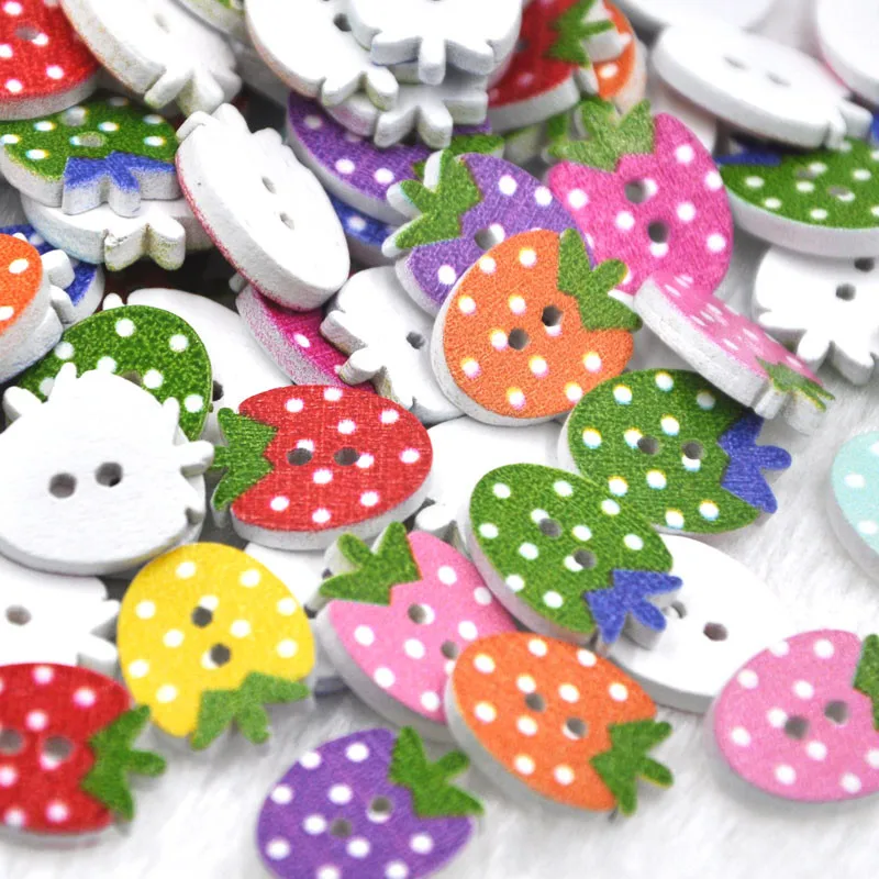 50 pcs Dots Wood Buttons Strawberry Sewing Craft Mix Lots Wholesales WB336 | Дом и сад