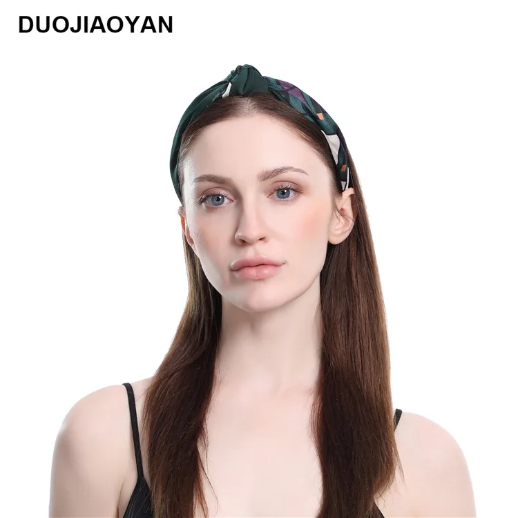 

Multi-Blooming New Style Large Rims Knot Hair Bands Fabric Hair Accessories Contrast Color Joint Plastic Headband Head Buckle He