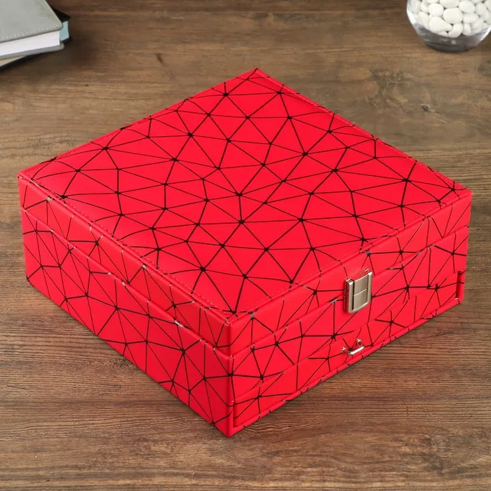Jewelry Box Pu Jewelry Multi Color Spider Web On Red Leather Jewelry Boxe
