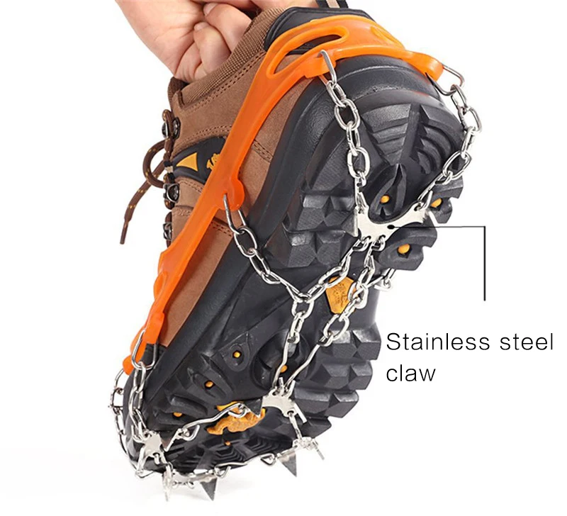 Ice Gripper Spike 10 Teeth Steel For Shoes Anti Slip Hiking Climbing Snow Spikes Crampons ice gripper spike climbing crampons