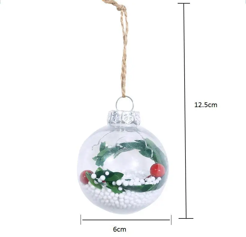 B-Christmas Tree Decorations Ball Transparent Open Plastic Clear Bauble Hanging Ornament Gift Present Box Decoration