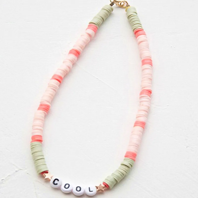 

Handmade Custom Name Short Necklace Pink Silicone Bohemia Collar For Girls Unique Birthday Gift Jewelry цепочка на шею 2021