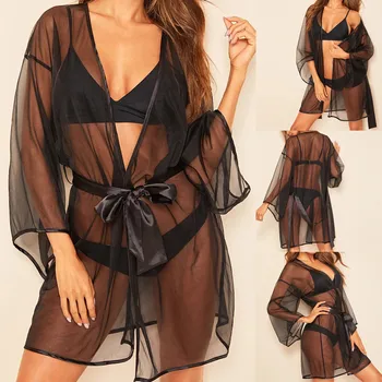 

New nightgown ladies comfortable sexy lace hollow perspective hot solid color large size mesh fashion gown пижама женская 02*