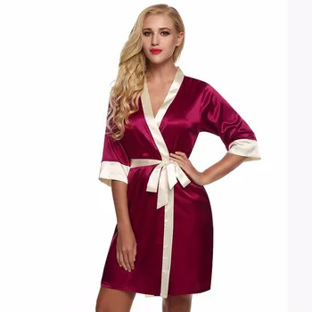 

NewWomen Sexy Nightdress Satin Lace Kimono Sleepwear Lingerie Dress Gown Robe Kits Babydoll erotic women #p5