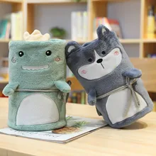 Foldable Flannel Animal Blanket Baby Sleeping Blanket Cartoon Husky Dinosaur Plush Toy Stuffed Animals Foldable Flannel Animal Blanket Baby Sleeping Blanket Cartoon Husky Dinosaur Plush Toy Stuffed Animals
