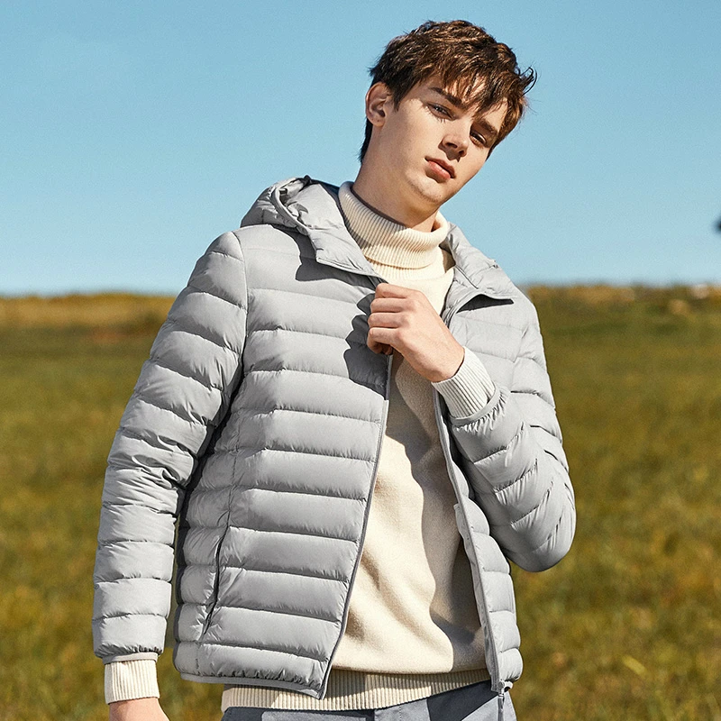 

SEMIR brand men down jacket casual fashion winter jacket for men Hooded windbreaker white duck coat male outwear