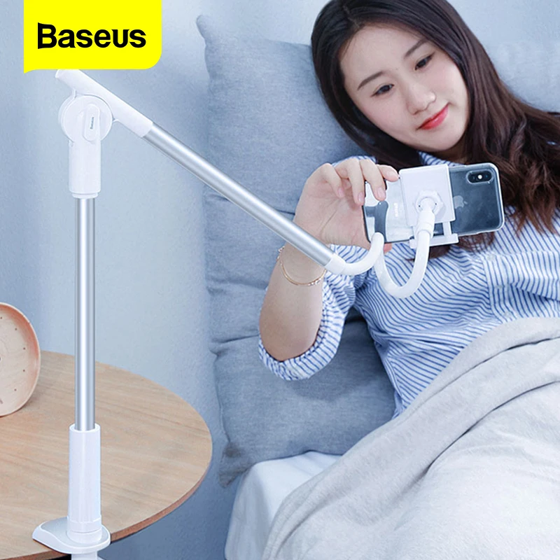 Baseus-soporte para tel茅fono m贸vil, brazo largo Flexible, giratorio 360, ajustable, para escritorio, cama, tableta, iPhone, Xiaomi