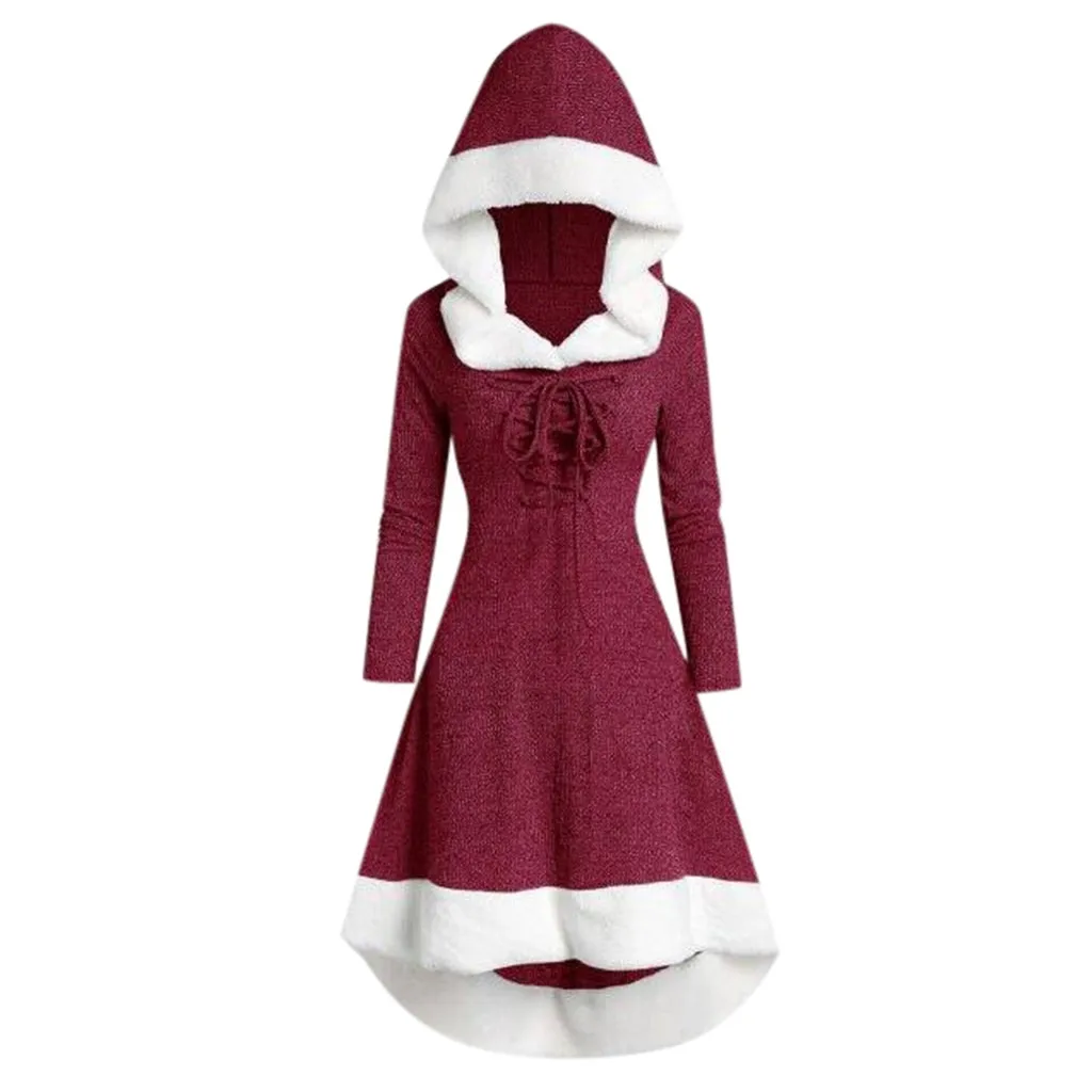 Женское зимнее платье, свитер, меховые шерстяные платья, худи, рождественское платье, платье-свитер для косплея, женское платье, красное, черное, ropa mujer