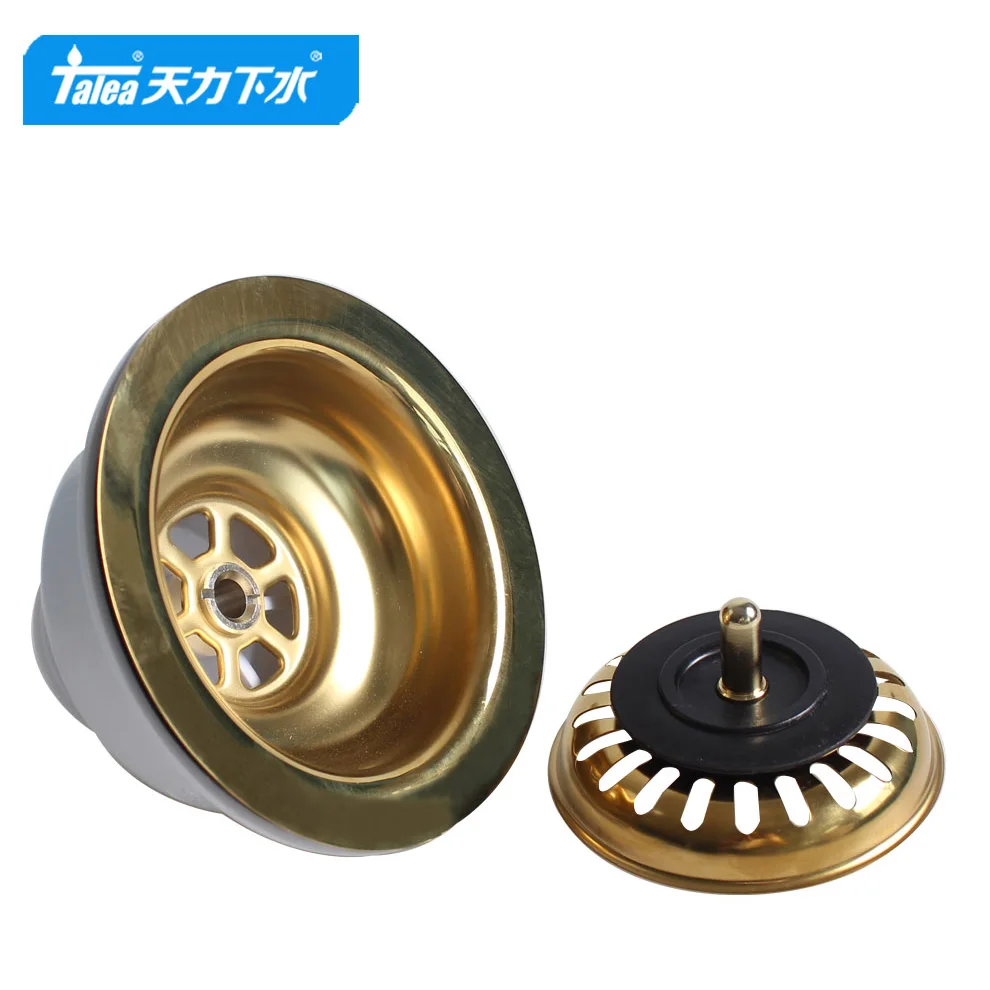 Talea 드레인 싱크 여과기, 114mm 스틸 볼 볼 바디 다운커머, 금도금, PVD 재료 싱크 액세서리, XK223C034