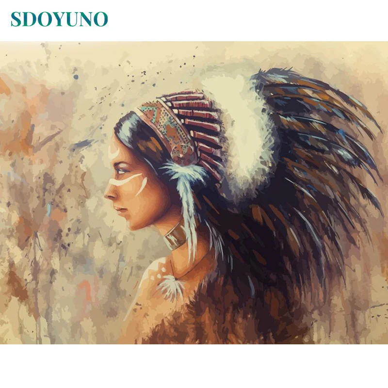 

SDOYUNO oil Painting By Numbers 60x75cm DIY Women Frameless Figure Paintintg on canvas paint by number kits Home Decoration
