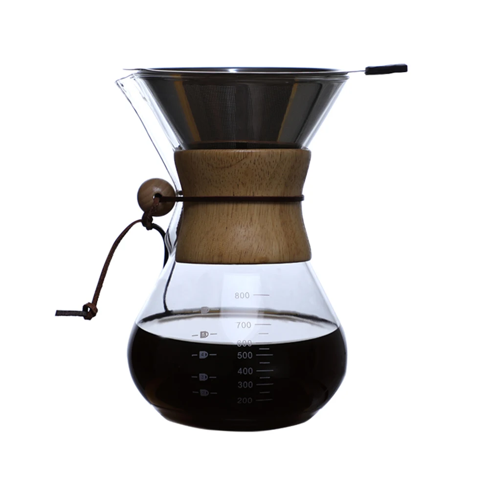 Прозрачный 800ml V60 Pour Over Glass Range Coffee Server Carafe Drip Coffee Pot Coffee Kettle Brewer Barista Percolator Clear Coffee Server - Цвет: Прозрачный