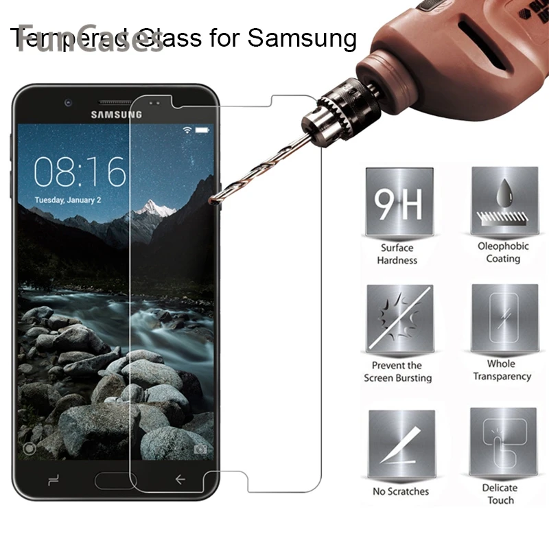 Закаленное стекло на экран для samsung Galaxy J5 2016 J7 Prime 2 закаленное J3 2015 9H HD Стекло J730 2017