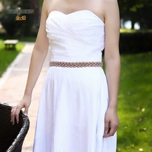 TOPQUEEN, S216-RG, розовое золото, Свадебные ремни, расшитые бисером, свадебный пояс, стразы, бриллиантовый пояс, вечернее платье, пояс для свадьбы, sashs