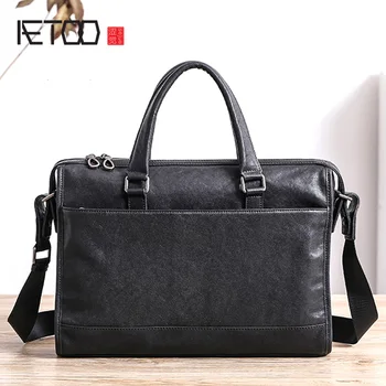 

AETOO Handbag, men's leather soft leather business computer bag, simple atmospheric head leather men's briefcase