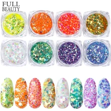 8 шт. блестящая Мерцающая Снежинка для ногтей голографическая 3D блестки углы для дизайна ногтей пыль украшения аксессуары для маникюра CH1506-03/04