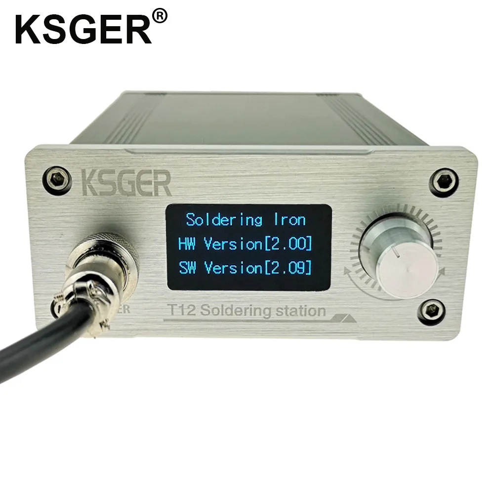 

KSGER DIY T12 OLED Soldering Station STM32 V2.0 Auto-Sleep T12 Iron Tips Kits ABS Plastic Handle Aluminum Alloy Case Front Panel