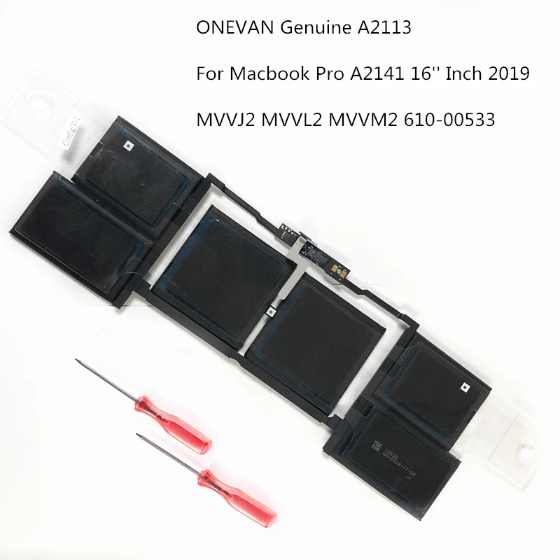 Onevan A2113 Batteria Del Computer Portatile Per Apple Macbook Pro A2141 16 ''Pollici 2019 Mvvj2 Mvvl2 Mvvm2 610-00533 A2113 11.36V 99.8Wh/8790Mah