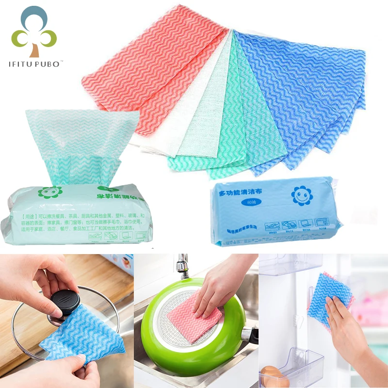 80PCS/box Disposable Kitchen Cleaning Cloth Non-woven Fabrics Wash Dishes Towel 