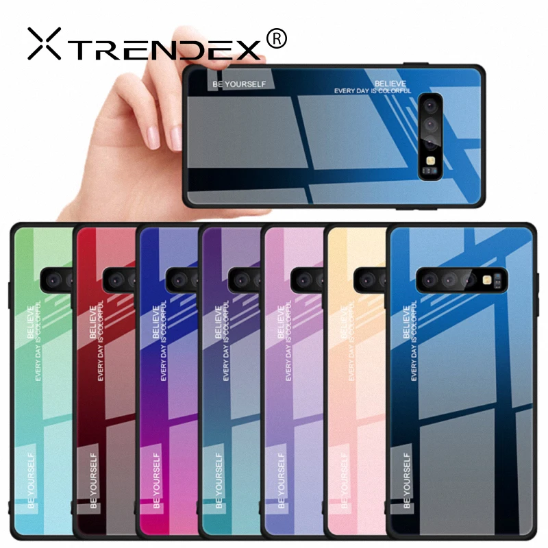 

Gradient Tempered Glass Case Cover For Samsung Galaxy S10 S10e S9 S8 Note 10+ 9 Hybrid Soft Cases For A7 A30 A50 A60 A80 M20 M30