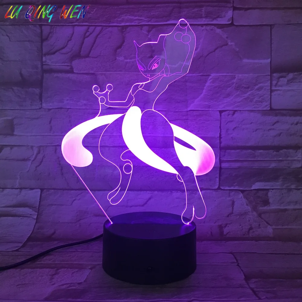 Pokemon Go Mewtwo рисунок детский ночной Светильник СВЕТОДИОДНЫЙ гостиная декоративная лампа атмосфера фестиваль подарок спальня прикроватная лампа Mewtwo