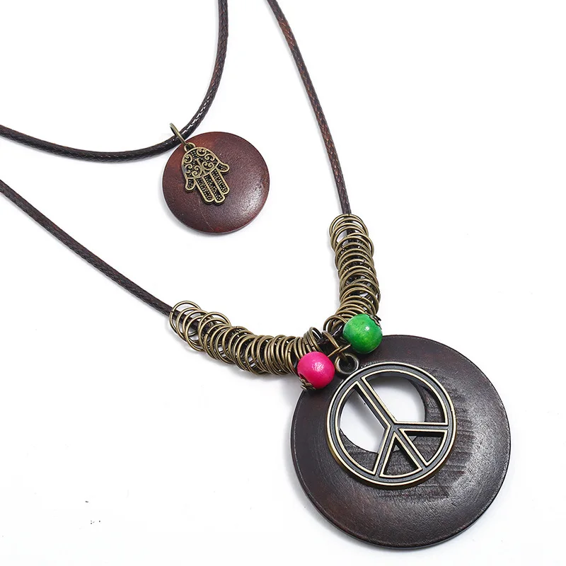 

Punk Sweater Necklace Peace Logo Women's Long Necklace Europe And America Fashion Multilayer Sweater Chain